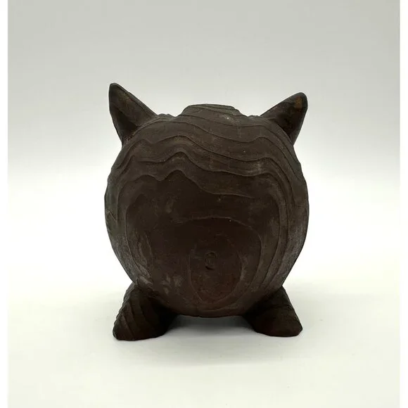 Vintage Owl Figurine Carved Wood Googly Eyes Mid Century Modern Kitsch Horned - Picture 3 of 9